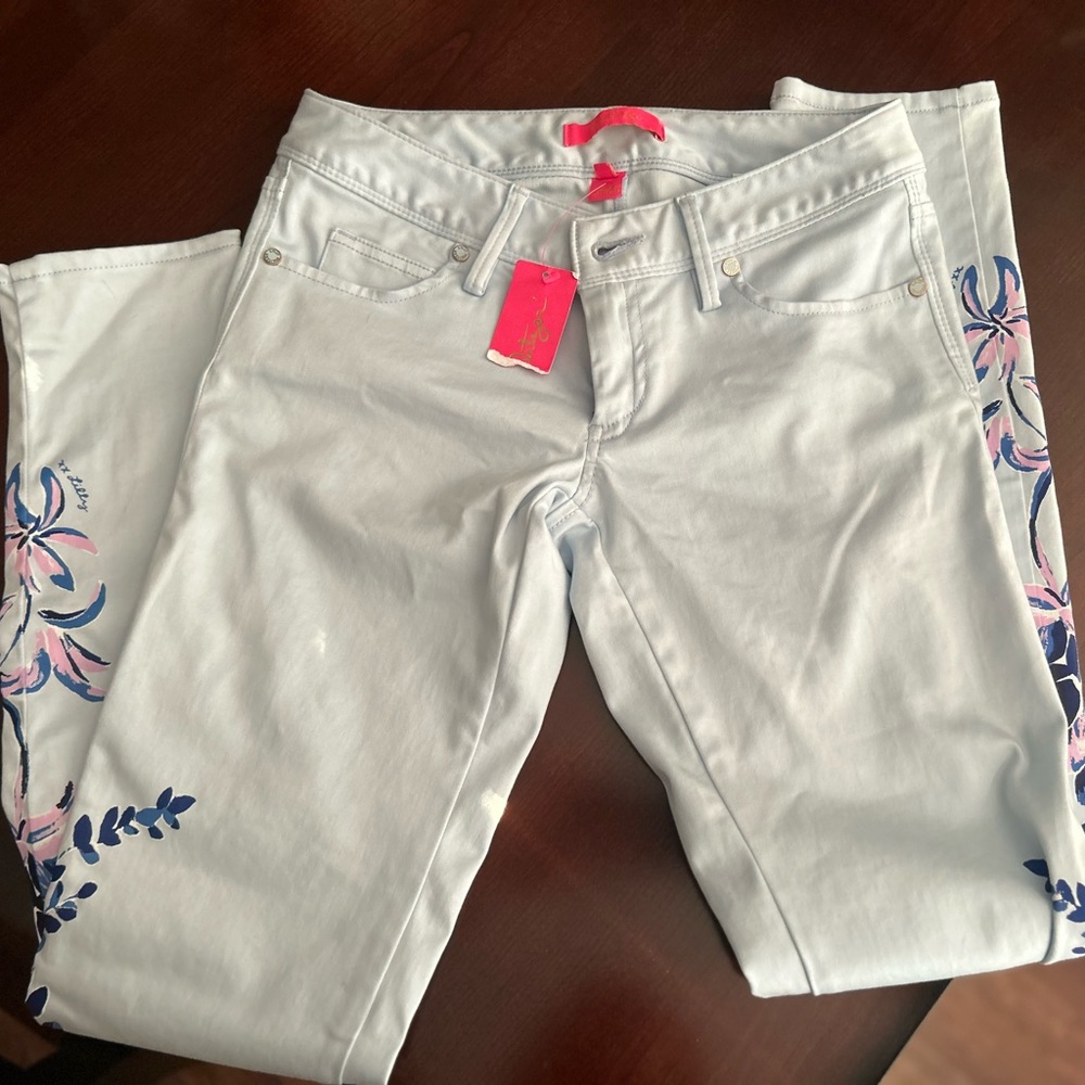 Lily Pulitzer Custom Painted Floral Pants